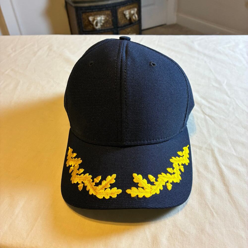 New Era Navy Admiral Captain Hat Gold Oak Leaf Scrambled Eggs Snapback M/L